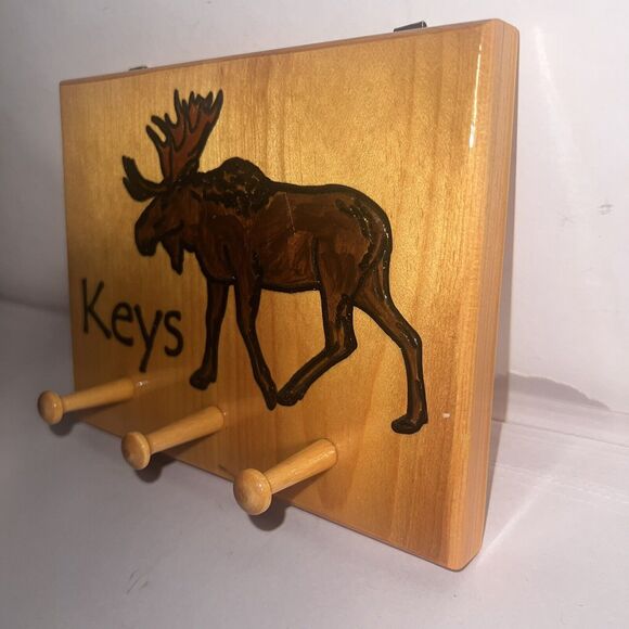 Wooden Key Holder Moose Design - Picture 5 of 10